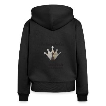 Tshirt mit genielem Schach Motiv - Frauen Premium Bio Zip Hoodie - Schwarz - Hinten - Julia (174cm)