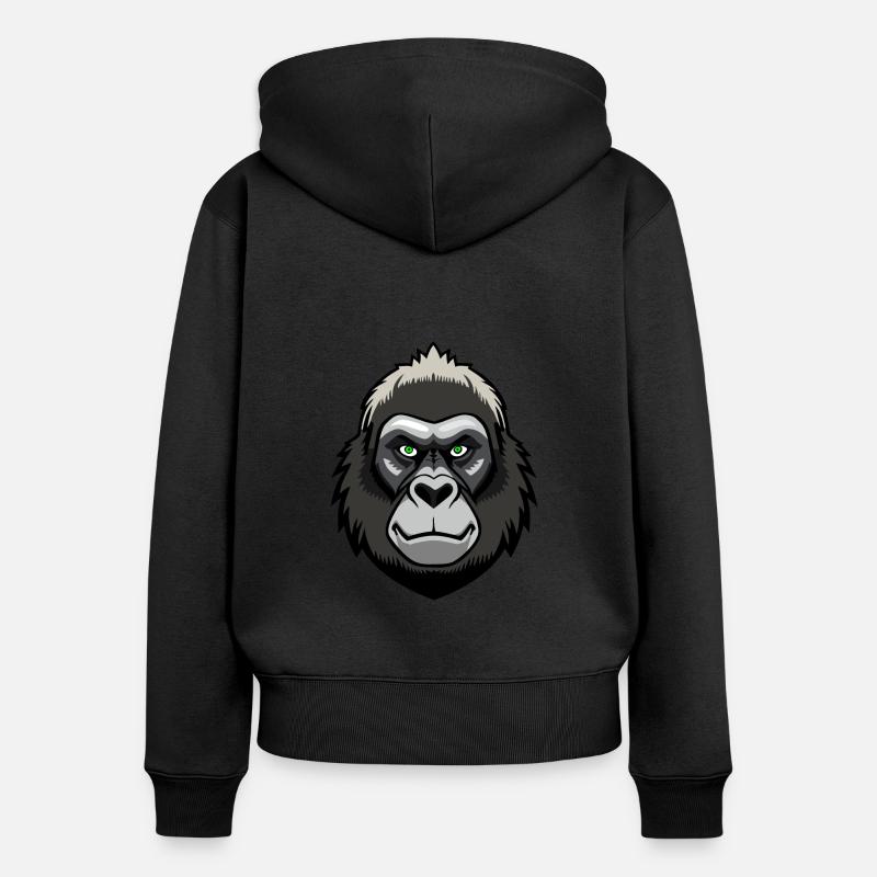Gorille - Sweat à capuche zippé Premium bio Femme - noir