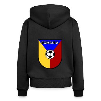 Footballeurs roumains - Sweat à capuche zippé Premium bio Femme - noir - Dos - Julia (174cm)