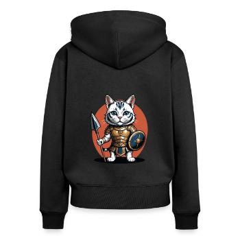 Cat Roman Warrior Cat Gift - Women's Premium Organic Zip Hoodie - black - Back - Julia (174cm)