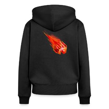 Glühender Asteroid mit Feuerschweif – Powerdesign - Frauen Premium Bio Zip Hoodie - Schwarz - Hinten - Julia (174cm)