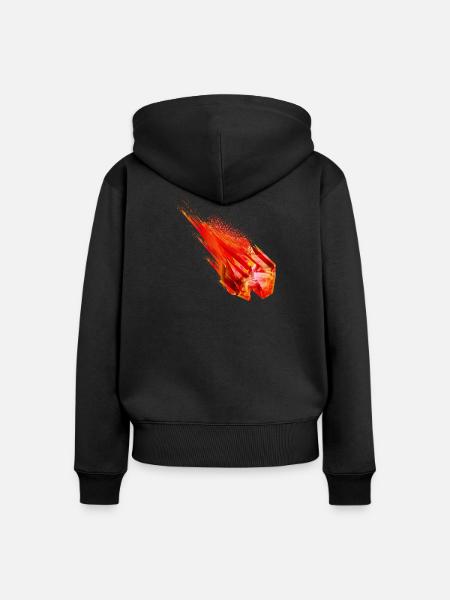 Glühender Asteroid mit Feuerschweif – Powerdesign - Frauen Premium Bio Zip Hoodie - Schwarz