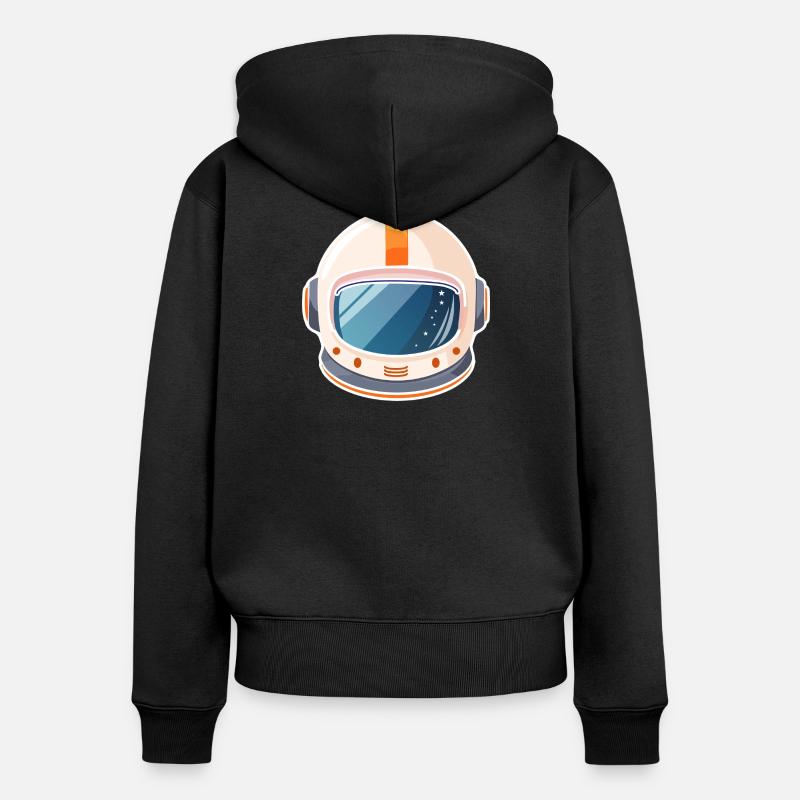 Casque spatial rétro - Sweat à capuche zippé Premium bio Femme - noir
