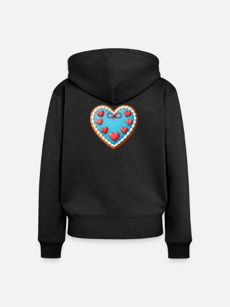 Lebkuchenherz Herz aus Lebkuchen Geschenk  - Frauen Premium Bio Zip Hoodie - Schwarz