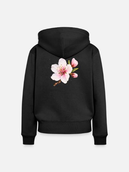 Mandelblüte Rosa Frühlingsblume - Frauen Premium Bio Zip Hoodie - Schwarz