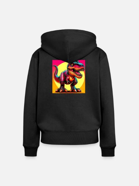Dinosaurier - Frauen Premium Bio Zip Hoodie - Schwarz