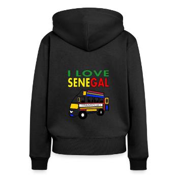 I love Senegal Dakar born in Senegal Touba - Women's Premium Organic Zip Hoodie - black - Back - Julia (174cm)