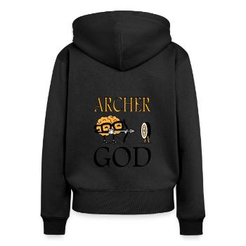 Le tir à l’arc est ma passion Idée cadeau - Sweat à capuche zippé Premium bio Femme - noir - Dos - Julia (174cm)