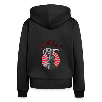 Cowboy Western Rodeo Ranch Cowboy Horse Cadeau - Sweat à capuche zippé Premium bio Femme - noir - Dos - Julia (174cm)