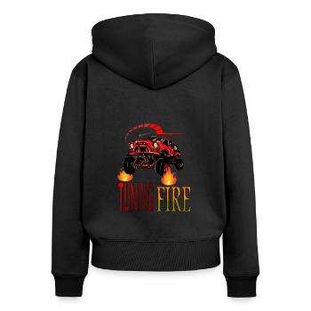 Tuning Car Sportwagen Rennfahrer Flitzer Geschenk - Frauen Premium Bio Zip Hoodie - Schwarz - Hinten - Julia (174cm)