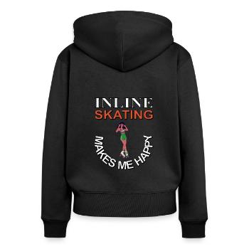 Inline skating makes me happy Inline skates - Women's Premium Organic Zip Hoodie - black - Back - Julia (174cm)