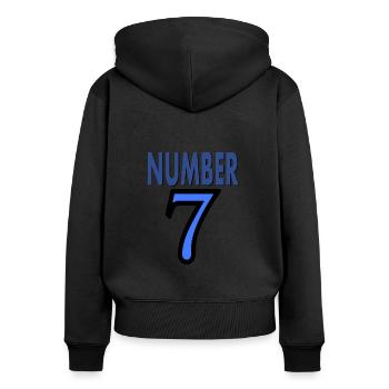 Nummer 7 die Zahl 7 Geburtstag feiern Geschenkidee - Frauen Premium Bio Zip Hoodie - Schwarz - Hinten - Julia (174cm)