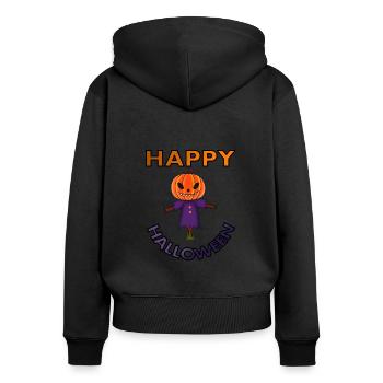 Joyeux Halloween Célébrez Grimmig Pumpkin Idée cadeau - Sweat à capuche zippé Premium bio Femme - noir - Dos - Julia (174cm)