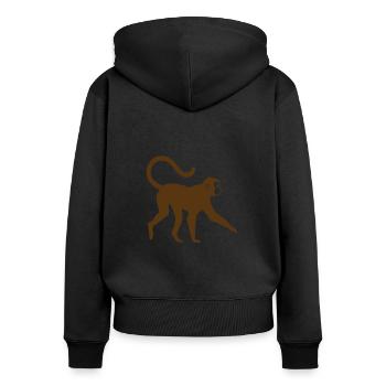 Singe Singe Visage Wilderness Animaux Sauvages Cadeau Sauvage - Sweat à capuche zippé Premium bio Femme - noir - Dos - Julia (174cm)