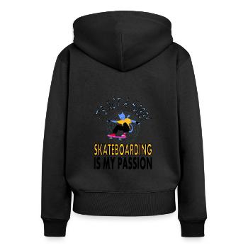 Skater Skateboard skateboarding longboard gift - Women's Premium Organic Zip Hoodie - black - Back - Julia (174cm)