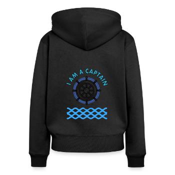 I am Captain Boat Captain Anchor Gift Idea - Women's Premium Organic Zip Hoodie - black - Back - Julia (174cm)