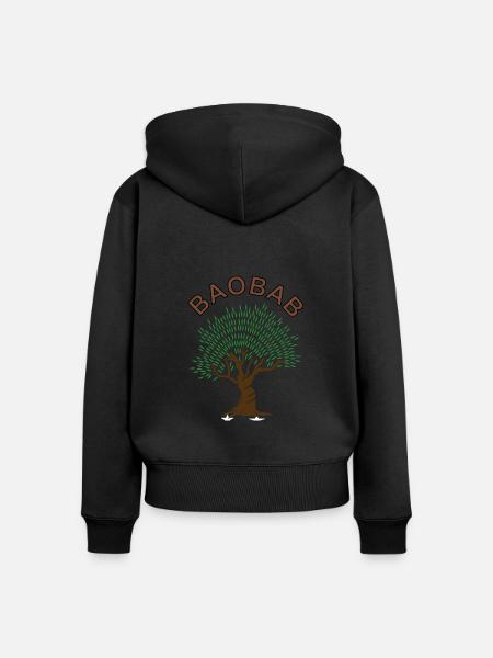 Baobab Tree African Trees Forest Pomysł na prezent - Ekologiczna damska bluza z kapturem na zamek Premium - czarny
