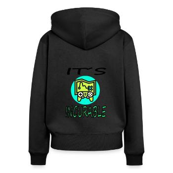 Gamer Konsole Joystick Computerspiel Geschenkidee - Frauen Premium Bio Zip Hoodie - Schwarz - Hinten - Julia (174cm)