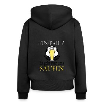 Fussball und Bier trinken ich spiele Fußball gift - Frauen Premium Bio Zip Hoodie - Schwarz - Hinten - Julia (174cm)