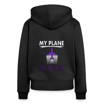 Mon avion mes règles volent cadeau - Sweat à capuche zippé Premium bio Femme - noir - Dos - Julia (174cm)