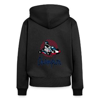 Gewinner Autorennen Champion Rennfahrer Geschenk - Frauen Premium Bio Zip Hoodie - Schwarz - Hinten - Julia (174cm)