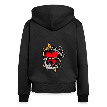 Tattoo tattoo I am tattooed gift idea - Women's Premium Organic Zip Hoodie - black - Back - Julia (174cm)