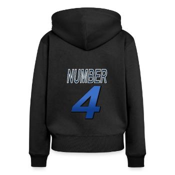 Numéro 4 Numéro quatre 4ème anniversaire fêter 4 ans - Sweat à capuche zippé Premium bio Femme - noir - Dos - Julia (174cm)
