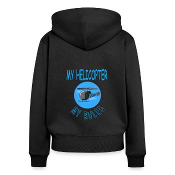 Hélicoptère volant Pilote d’hélicoptère Idée cadeau - Sweat à capuche zippé Premium bio Femme - noir - Dos - Julia (174cm)