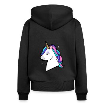 Unicorn is magical fable fairy witch pink gift - Women's Premium Organic Zip Hoodie - black - Back - Julia (174cm)
