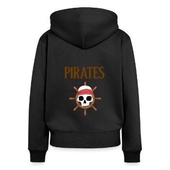 Pirat Piratenschiff Piratenflagge Totenkopf Skull - Frauen Premium Bio Zip Hoodie - Schwarz - Hinten - Julia (174cm)