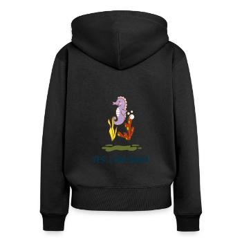 Hippocampe I can swim idée cadeau de plongée - Sweat à capuche zippé Premium bio Femme - noir - Dos - Julia (174cm)