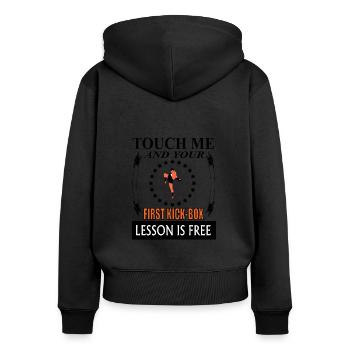 kick box Kickboxer kickboxing Boxkampf Geschenk - Frauen Premium Bio Zip Hoodie - Schwarz - Hinten - Julia (174cm)