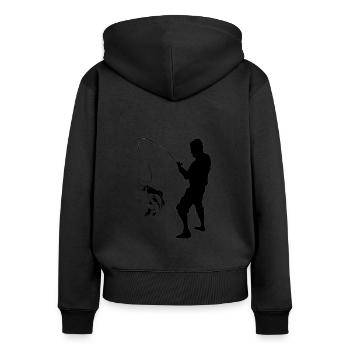 Pêcheur Pêcheur Pêche Pêche Idée Cadeau - Sweat à capuche zippé Premium bio Femme - noir - Dos - Julia (174cm)