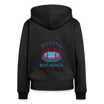 Boxer Boxkampf Boxkämpfer Kampfsport Geschenkidee - Frauen Premium Bio Zip Hoodie - Schwarz - Hinten - Julia (174cm)