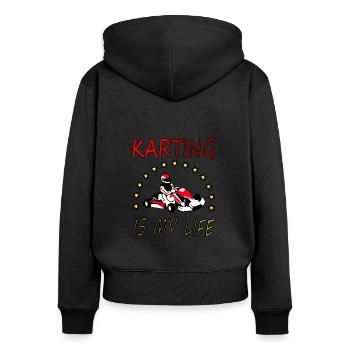 Karting Kart driving Karting Racing Driver Gift - Women's Premium Organic Zip Hoodie - black - Back - Julia (174cm)