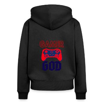 Gamer Gott Game spielen Joystick PC-Spielen gift - Frauen Premium Bio Zip Hoodie - Schwarz - Hinten - Julia (174cm)