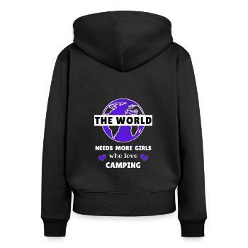 The world needs more girls who love camping - Women's Premium Organic Zip Hoodie - black - Back - Julia (174cm)