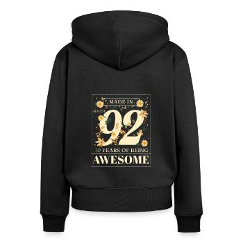 Août 1992 - Cadeau du 30e anniversaire. Génial. - Sweat à capuche zippé Premium bio Femme - noir - Dos - Julia (174cm)