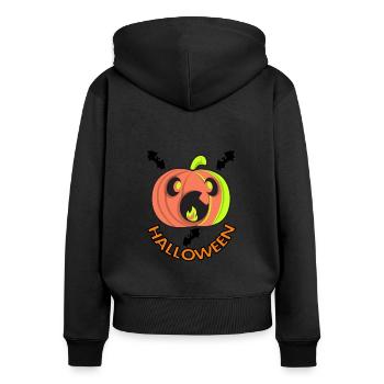 Halloween Zombie Vampire Geschenk Fledermaus gift - Frauen Premium Bio Zip Hoodie - Schwarz - Hinten - Julia (174cm)