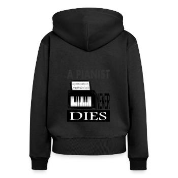 Piano spielen Pianist Musikinstrument Geschenkidee - Frauen Premium Bio Zip Hoodie - Schwarz - Hinten - Julia (174cm)