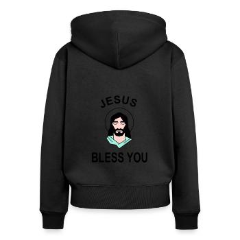Jesus Christ bless you Bible Church Gift Idea - Women's Premium Organic Zip Hoodie - black - Back - Julia (174cm)