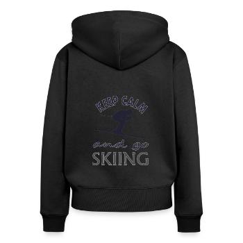 Ski fahren Skigebiet Skiurlaub Skibrille Geschenk - Frauen Premium Bio Zip Hoodie - Schwarz - Hinten - Julia (174cm)