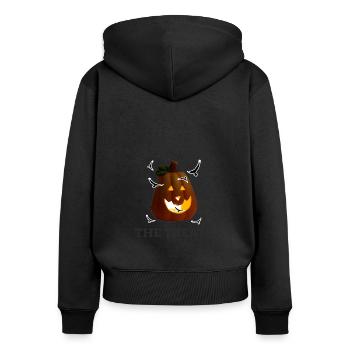 Halloween feiern Kürbislaterne Hexerei Geschenk - Frauen Premium Bio Zip Hoodie - Schwarz - Hinten - Julia (174cm)