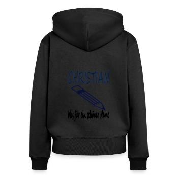 Ich bin Christian ich heiße Christain Geschenkidee - Frauen Premium Bio Zip Hoodie - Schwarz - Hinten - Julia (174cm)