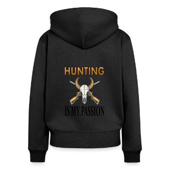 Jagen ist meine Leidenschaft Jäger Geschenkidee - Frauen Premium Bio Zip Hoodie - Schwarz - Hinten - Julia (174cm)