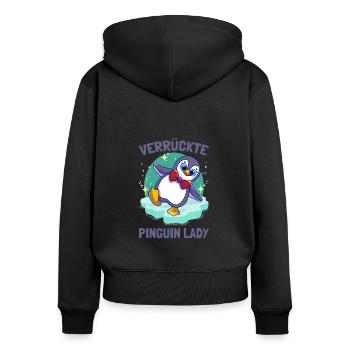 Pingouins Pingouin Fou Dame Pingouin Mignon Pingouin - Sweat à capuche zippé Premium bio Femme - noir - Dos - Julia (174cm)