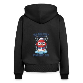 J’aime juste les pingouins pingouin mignon - Sweat à capuche zippé Premium bio Femme - noir - Dos - Julia (174cm)