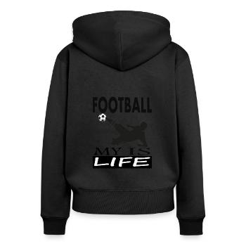 Fußball spielen Fußballspieler Tore schießen Sport - Frauen Premium Bio Zip Hoodie - Schwarz - Hinten - Julia (174cm)