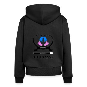 Zwillinge on board Babyfüße Babysisitter Geschenk - Frauen Premium Bio Zip Hoodie - Schwarz - Hinten - Julia (174cm)