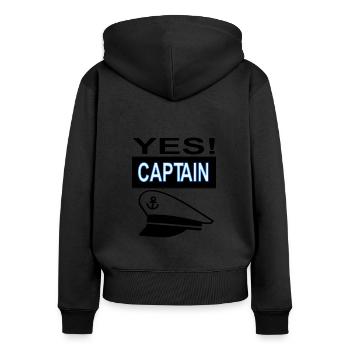 Proud Captain Anchor Shipping Yacht Gift - Women's Premium Organic Zip Hoodie - black - Back - Julia (174cm)
